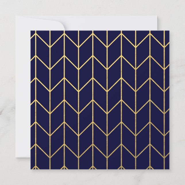 Yellow Gold Zickzack Navy Blue Modern Chic (Vorderseite)