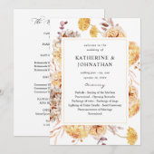 Yellow Golden Floral Wedding Program Einladung (Vorne/Hinten)