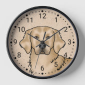 Yellow Golden Retriever Cartoon Dog Head Portrait Uhr (Vorderseite)