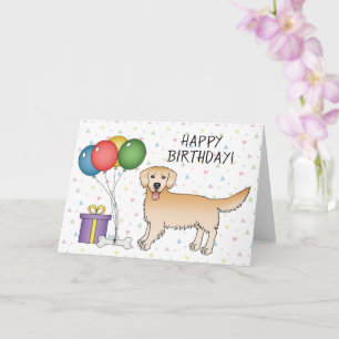 Yellow Golden Retriever Cartoon Hund Happy Birthda Karte