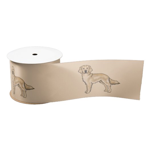 Yellow Golden Retriever Niedlich Cartoon Hunde Bei Satinband (Spule)