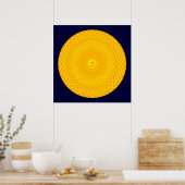 Yellow Golden Sun Lotus Blume Meditation Rad OM Poster (Küche)