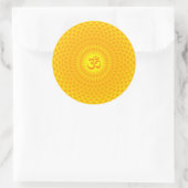 Yellow Golden Sun Lotus Blume Meditation Rad OM Runder Aufkleber (Tasche)