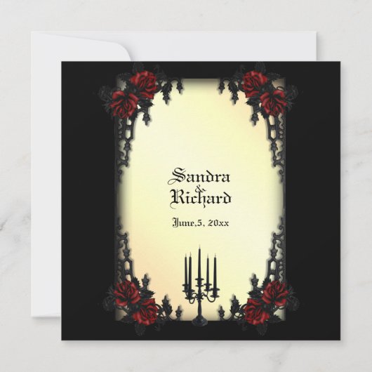 Yellow Goth Theme Wedding Einladung (Rückseite)