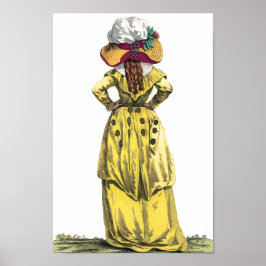 Yellow Gown French Lady Regency Fashion Zeichnend Poster