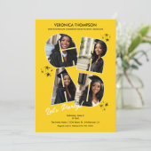 Yellow GRAD Foto Collage Graduation Party Einladung (Stehend Vorderseite)
