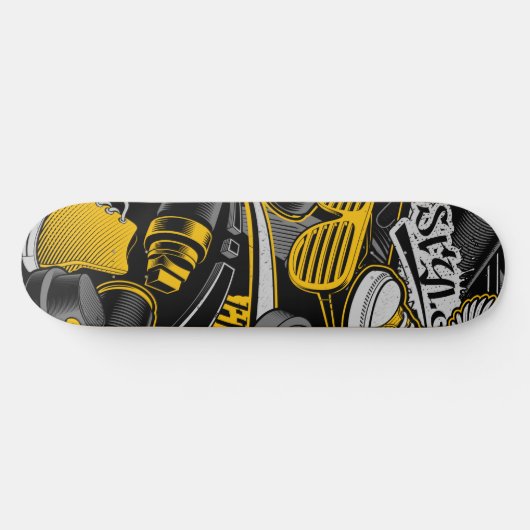 Yellow Graffiti Style Skateboard | Skateboard Deck (Horizontal)