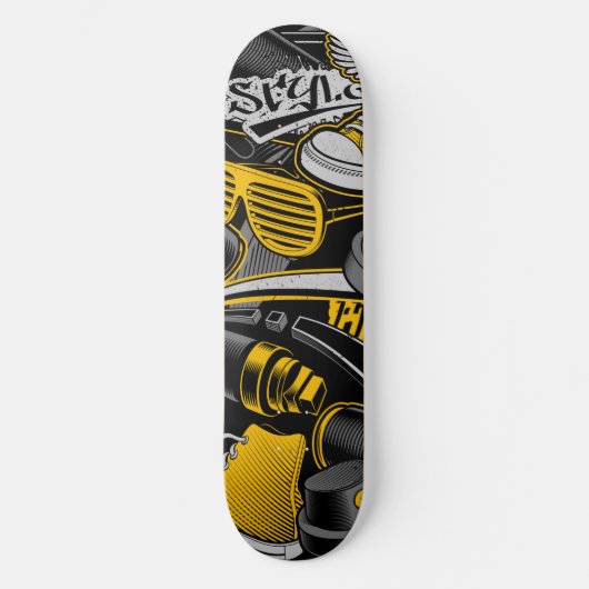 Yellow Graffiti Style Skateboard | Skateboard Deck (Vorderseite)