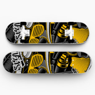 Yellow Graffiti Style Skateboard   Skateboard Deck