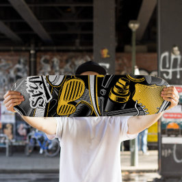 Yellow Graffiti Style Skateboard | Skateboard Deck