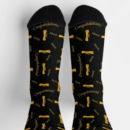 Yellow Gratulationen Diploma Class Year Socken (Oben)