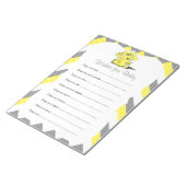 Yellow & Grau Zickzack Elephant Baby wünscht sich Notizblock (angewinkelt)