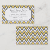 Yellow Grau Zickzack Label Business Card Visitenkarte (Vorne/Hinten)