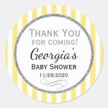 Yellow Gray Baby Dusche Danke Ihnen für die Tags