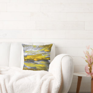 Yellow Gray Black Abstract Kissen
