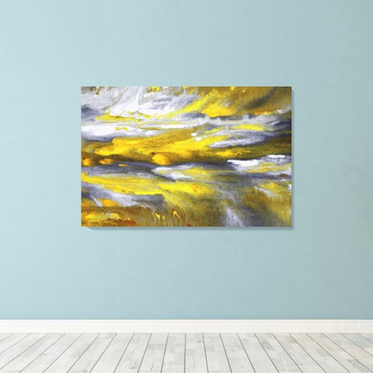 Yellow Gray Black Abstract Leinwanddruck (Insitu (Holzboden))