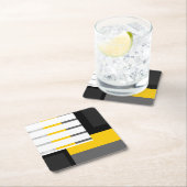 Yellow Gray Black and White Striped Block Rechteckiger Pappuntersetzer (Vor Ort)