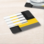 Yellow Gray Black and White Striped Block Rechteckiger Pappuntersetzer (angewinkelt)