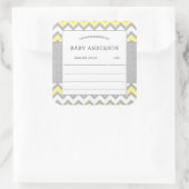 Yellow Gray Buchzeichen, Babybibliothek Quadratischer Aufkleber (Tasche)