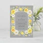 Yellow Gray Cheerful Summer Wedding Einladung (Stehend Vorderseite)