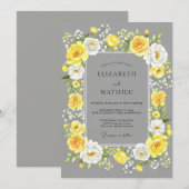 Yellow Gray Cheerful Summer Wedding Einladung (Vorne/Hinten)