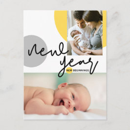 Yellow Gray Colors New Year Baby Foto Postkarte