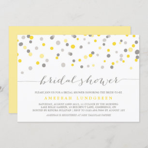 Yellow & Gray Confetti Dots Brautparty laden ein Einladung