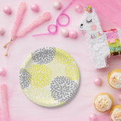 Yellow Gray Dahlia Kinderdusche / Bridal plate Pappteller (Party)