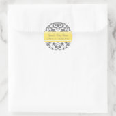 Yellow Gray Damask Baby Dusche Pflegeaufkleber Runder Aufkleber (Tasche)