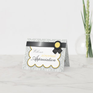 Yellow & Gray Damask Elegantes Dankeschön-Karten Dankeskarte