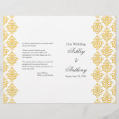 Yellow Gray Damask Foldable Wedding Program (Vorderseite)