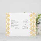 Yellow Gray Damask Foldable Wedding Program (Stehend Vorderseite)