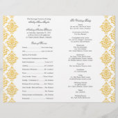 Yellow Gray Damask Foldable Wedding Program (Rückseite)