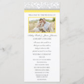 Yellow Gray Damask Foto Hochzeitsprogramm Programm (Vorderseite)