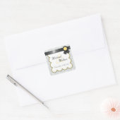 Yellow & Gray Damask Wedding Favor Stickers (Umschlag)