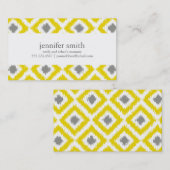 Yellow Gray Diamonds Ikat Pattern Telefonnummerkarte (Vorne/Hinten)