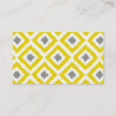 Yellow Gray Diamonds Ikat Pattern Telefonnummerkarte (Rückseite)