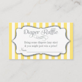 Yellow Gray Diaper Raffle Baby Duschkarten Silver Begleitkarte