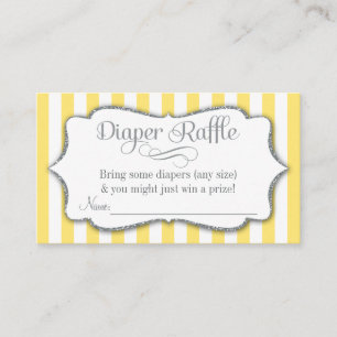 Yellow Gray Diaper Raffle Baby Duschkarten Silver Begleitkarte
