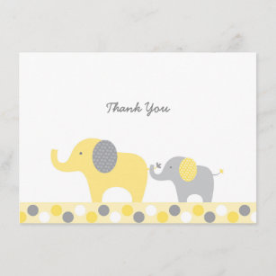 Yellow & Gray Elephant Vielen Dank Karten