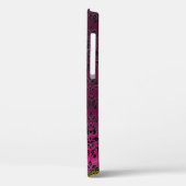 YELLOW GRAY GEMSTONE MON Pink Fuchsia Black Damask Case-Mate iPhone Hülle (Rückseite / Links)