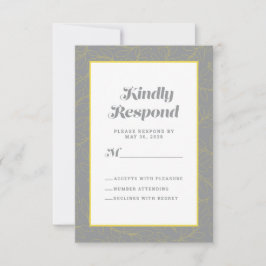 Yellow Gray Geometric Artistic | Modernes Abstrakt RSVP Karte