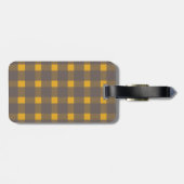 Yellow Gray Gingham Personalisiert Gepäckanhänger (Rückseite horizontal)