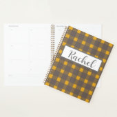 Yellow Gray Gingham Personalisiert Planer (Anzeige)