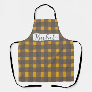 Yellow Gray Gingham Personalisiert Schürze