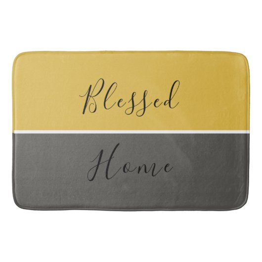 Yellow Gray Golden Moderne Elegante Script-Dekorat Badematte (Vorderseite)