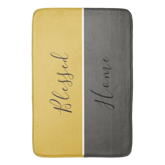 Yellow Gray Golden Moderne Elegante Script-Dekorat Badematte (Vorderseite Vertikal)