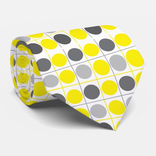 Yellow Gray Polka Dot Krawatte (Gerollt)