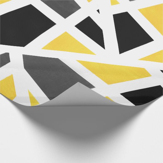 Yellow Gray Schwarz-weiß Geometric Abstrakt Geschenkpapier (Ecke)