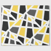 Yellow Gray Schwarz-weiß Geometric Abstrakt Geschenkpapier (Flach)